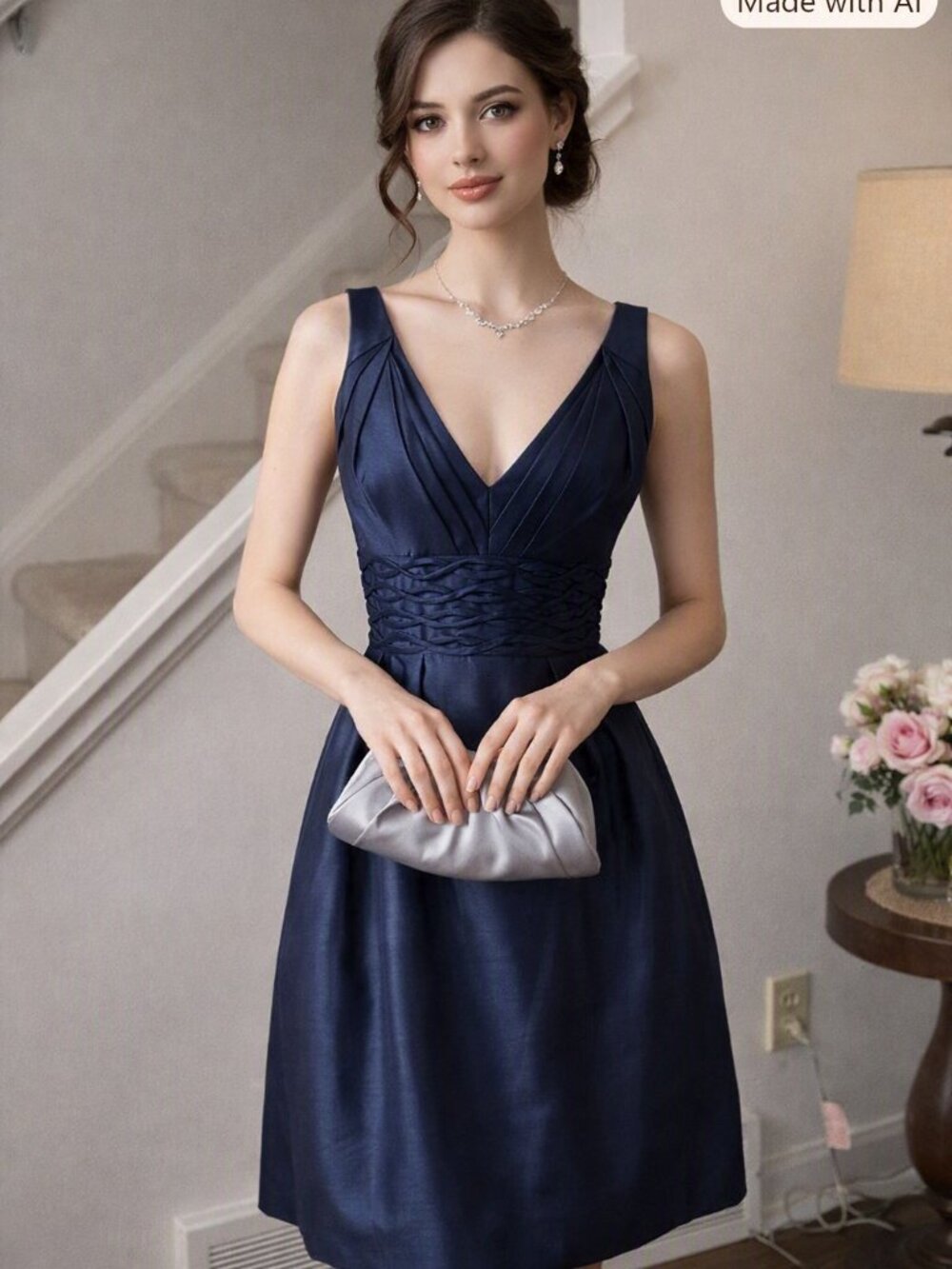 JS Boutique Sleeveless Navy Formal Event Cocktail Dress with Pockets Size 6